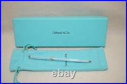 Tiffany & Co. 925 Sterling Silver Blue Diamond Pattern Ballpoint Purse Pen + Box
