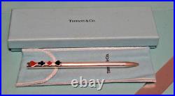 Tiffany & Co 925 Sterling Silver Card Suits T Clip Ink Pen pouch/box