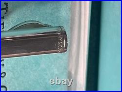 Tiffany & Co. 925 Sterling Silver Note Motif Clip Ballpoint Pen with Pouch & Box