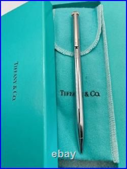Tiffany & Co 925 Sterling Silver T-Clip Ballpoint Pen Vintage Noink WithBox Pouch