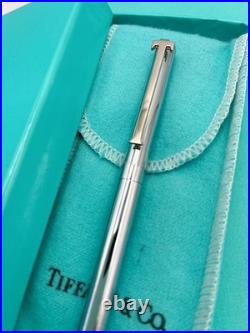 Tiffany & Co 925 Sterling Silver T-Clip Ballpoint Pen Vintage Noink WithBox Pouch