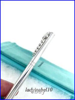 Tiffany & Co Ballpoint Medical Caduceus Black Ink Pen Silver w Orig Box & Pouch