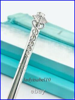 Tiffany & Co Ballpoint Medical Caduceus Pen Sterling Silver Gift Box/ Pouch 221P