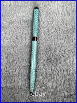 Tiffany & Co Ballpoint Pen Blue Diamond Texture Sterling Silver Germany with Pouch