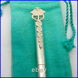 Tiffany & Co. Ballpoint Pen Caduceus 925 silver ink Black