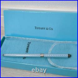 Tiffany & Co. Ballpoint Pen Diamond Texture Tiffany Blue Sterling Silver 925 USE