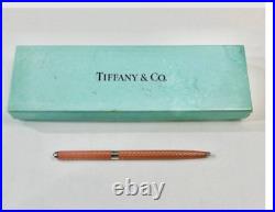 Tiffany&Co Ballpoint Pen Pink Diamond Texture Silver 925 Germany Rare Auth JP