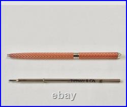 Tiffany&Co Ballpoint Pen Pink Diamond Texture Silver 925 Germany Rare Auth JP