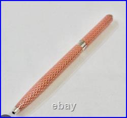 Tiffany&Co Ballpoint Pen Pink Diamond Texture Silver 925 Germany Rare Auth JP