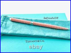 Tiffany & Co. Ballpoint Pen Pink Diamond Texture Sterling Silver Germany w Pouch
