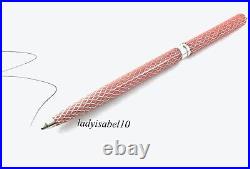 Tiffany & Co. Ballpoint Pen Pink Diamond Texture Sterling Silver Germany w Pouch