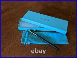 Tiffany & Co. Black Pen with Silver T Clip in Original Box/pouch