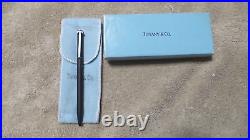 Tiffany & Co. Black Pen with Sterling Silver T Clip in Original Box/pouch