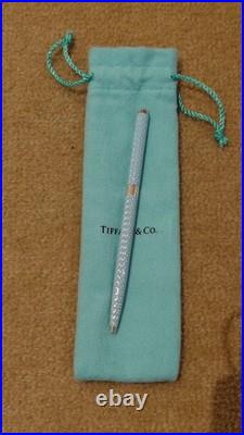 Tiffany & Co Blue Diamond Pattern Sterling Silver Ballpoint Pen