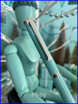 Tiffany Co Blue Lacquer Ballpoint Pen T-clip Sterling Silver Executive Pouch Box