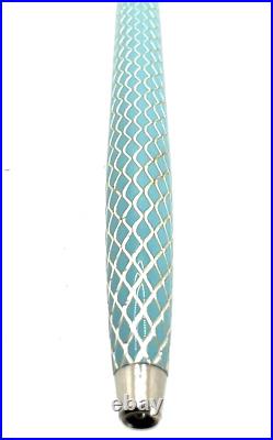 Tiffany & Co. Blue Sterling Lacquer Purse Ballpoint Pen L4.6in 2 Storage Pouches