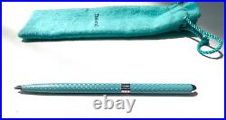 Tiffany & Co. Blue Sterling Lacquer Purse Ballpoint Pen L4.6in 2 Storage Pouches