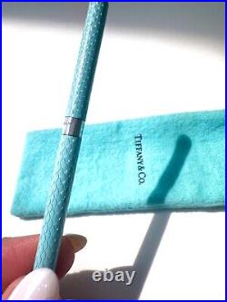 Tiffany & Co. Blue Sterling Lacquer Purse Ballpoint Pen L4.6in 2 Storage Pouches