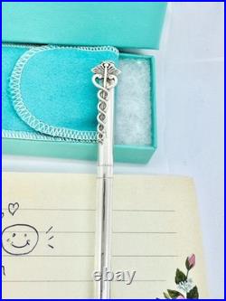 Tiffany & Co. Caduceus Motif Ballpoint Pen Sterling Silver Authentic Ag925