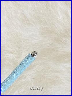 Tiffany & Co Diamond Textured Purse Pen. 925 Sterling Silver Tiffany Blue Laquer