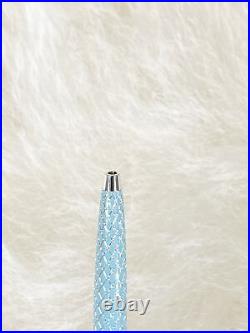 Tiffany & Co Diamond Textured Purse Pen. 925 Sterling Silver Tiffany Blue Laquer