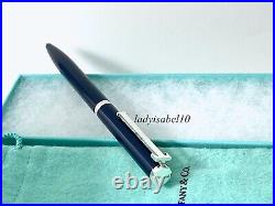 Tiffany & Co. Executive Blue Ballpoint T- Clip Pen AG925 Silver Germany with Box
