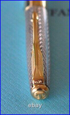 Tiffany & Co. Parker Sonnet Guilloche Ballpoint Pen Sterling Silver 925 France