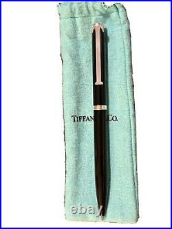 Tiffany & Co. Pen Ballpoint Sterling Silver And Black Lacquer T-clip