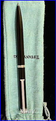 Tiffany & Co. Pen Ballpoint Sterling Silver And Black Lacquer T-clip
