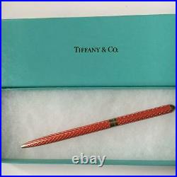 Tiffany & Co. Perth Pen Sterling Silver Diamond Texture with Box YI1209