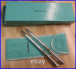 Tiffany & Co. Sterling 925 Gold 14K T-clip Ballpoint Pen/Pencil Set Exc