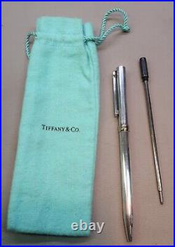 Tiffany & Co. Sterling 925 Gold 14K T-clip Ballpoint Pen with Pouch Black Ink