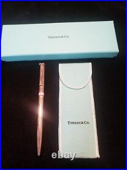 Tiffany & Co Sterling Silver 925 Pen Pink Enamel Box and Pouch Nice Gift T&C