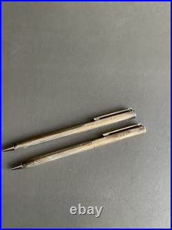 Tiffany & Co. Sterling Silver Ballpoint Pens Set of 2 One Engraved A. B
