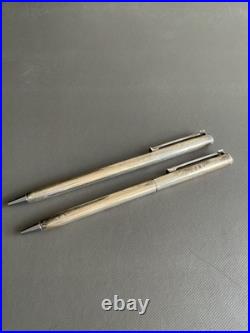 Tiffany & Co. Sterling Silver Ballpoint Pens Set of 2 One Engraved A. B