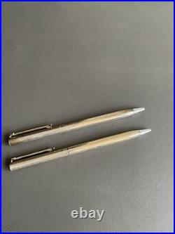 Tiffany & Co. Sterling Silver Ballpoint Pens Set of 2 One Engraved A. B