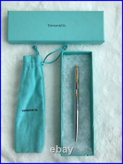Tiffany & Co. Sterling Silver Black BP Pen with Gold Accents & T Clip/New In Box