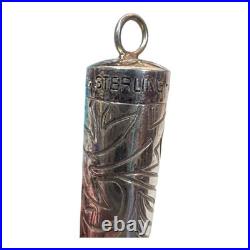 Tiffany & Co Sterling Silver Engraved Leaf Ballpoint Pen Bail For Chain Bag Box