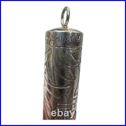 Tiffany & Co Sterling Silver Engraved Leaf Ballpoint Pen Bail For Chain Bag Box