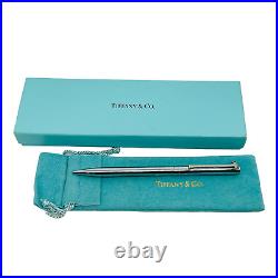 Tiffany & Co Sterling Silver Executive T Clip Ball Point Pen with Box & Pouch
