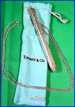 Tiffany & Co Sterling Silver Necklace Ballpoint Pen Neck Chain With Pouch