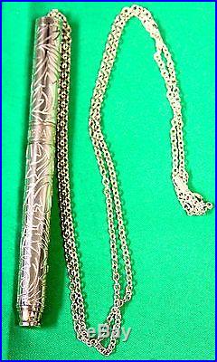 Tiffany & Co Sterling Silver Necklace Ballpoint Pen Neck Chain With Pouch