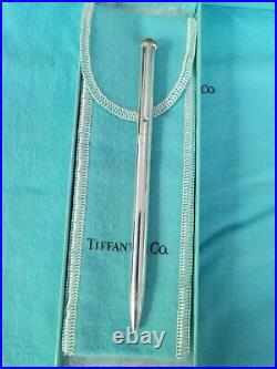 Tiffany & Co Sterling Silver Pen Vintage T Clip With Pouch and Box