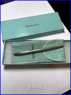 Tiffany & Co. Sterling Silver Purse Pen Diamond Pattern with Box and Pouch