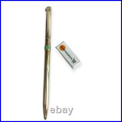 Tiffany & Co. Sterling Silver T-Clip Ballpoint Pen Tiffany Blue Enamel Band