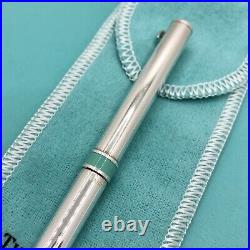 Tiffany & Co. Sterling Silver T-Clip Ballpoint Pen with Blue Enamel Detail