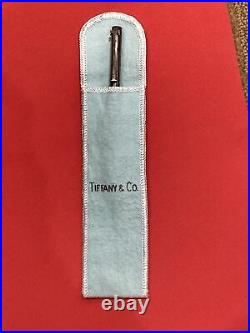 Tiffany & Co. Sterling Silver T Clip Ballpoint Pen with Pen Pouch & Box