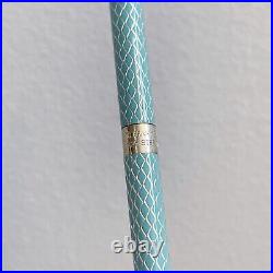 Tiffany & Co Sterling Silver Tiffany Blue Crosshatch Slim Ballpoint Pen No Ink