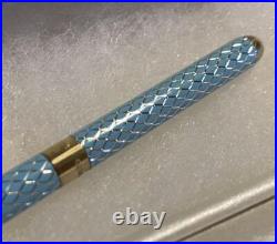 Tiffany & Co. Sterling silver blue reticulated ballpoint pen with its own case