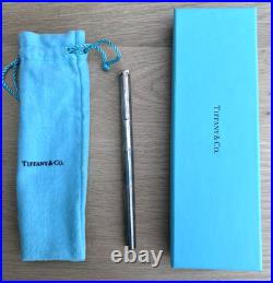 Tiffany & Co. T&C T Shaped Clip Sterling Silver 925 Ballpoint Pen with Box & Pouch